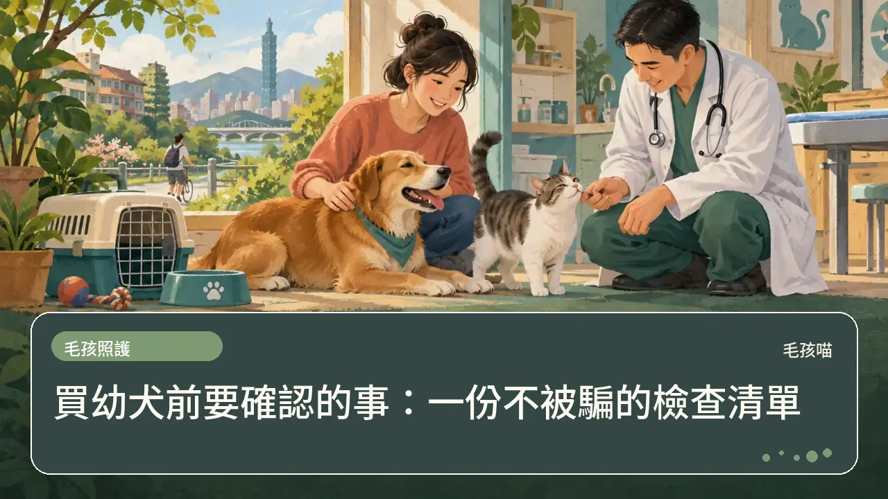 買幼犬前要確認的事：一份不被騙的檢查清單主題插畫