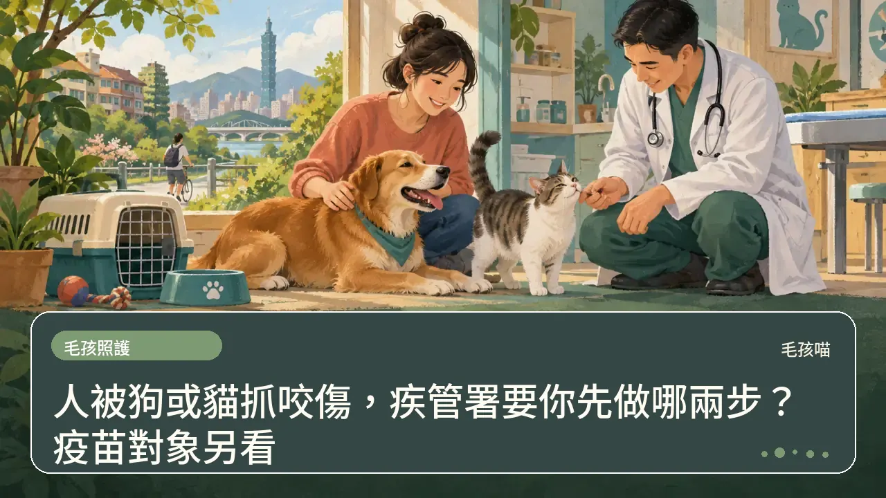 人被狗或貓抓咬傷,疾管署要你先做哪兩步?疫苗對象另看主題插畫