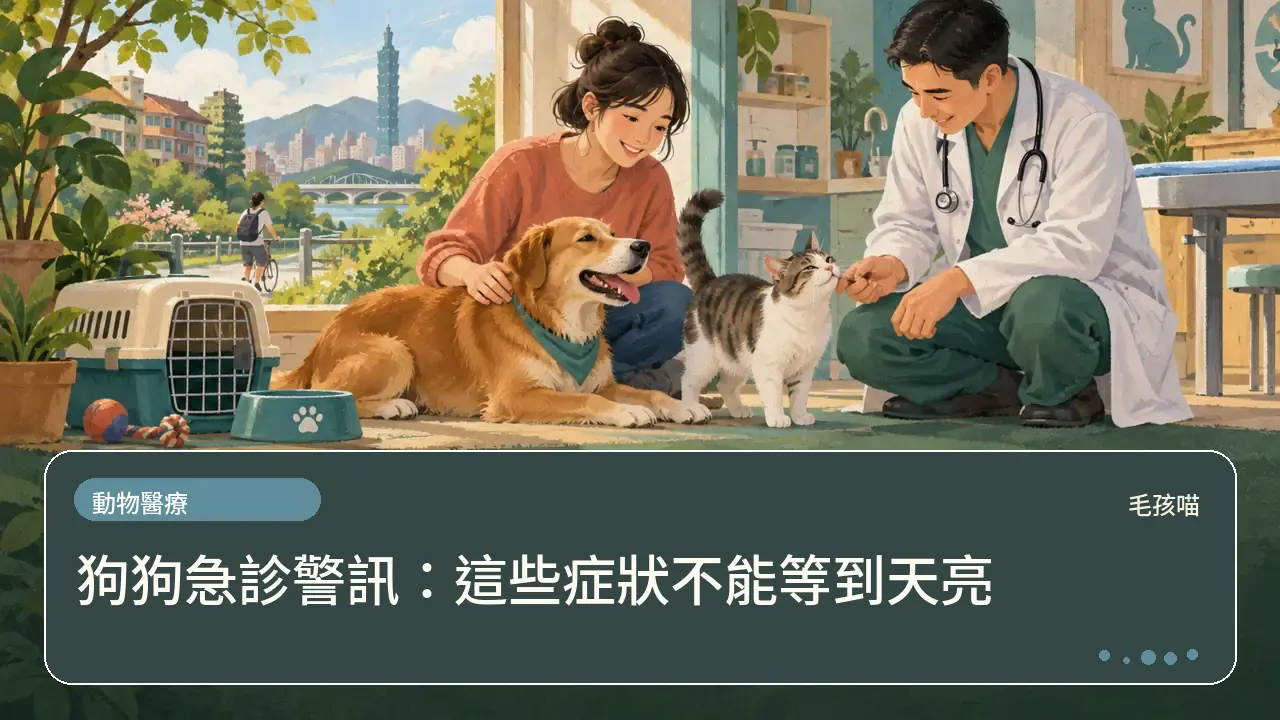 狗狗急診警訊：這些症狀不能等到天亮主題插畫