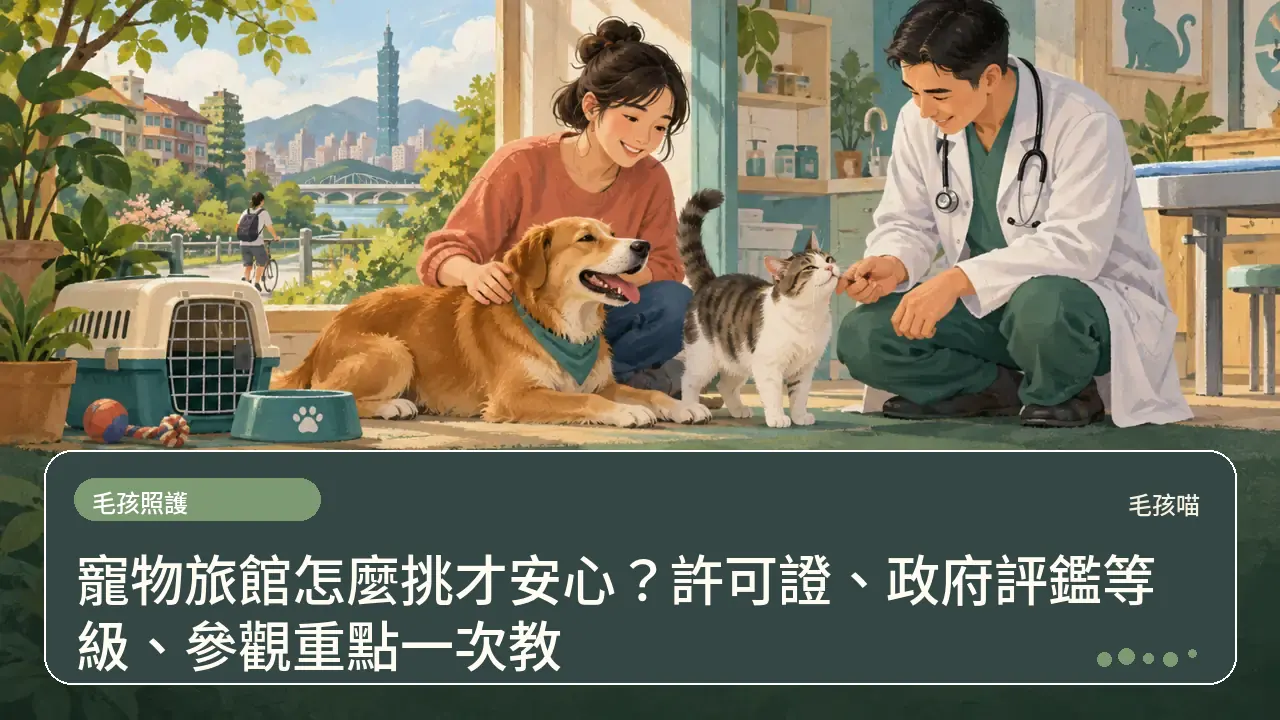 寵物旅館怎麼挑才安心？許可證、政府評鑑等級、參觀重點一次教主題插畫