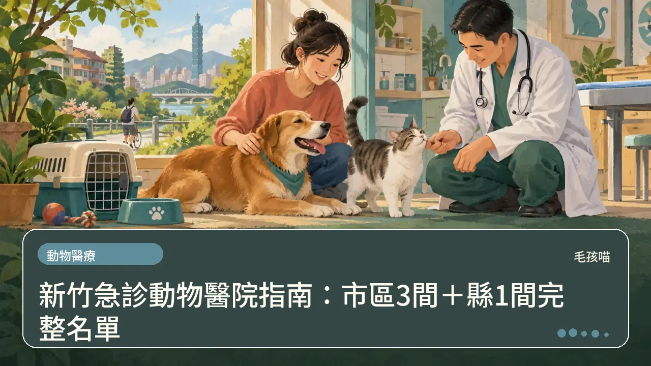 新竹急診動物醫院指南：市區3間＋縣1間完整名單主題插畫