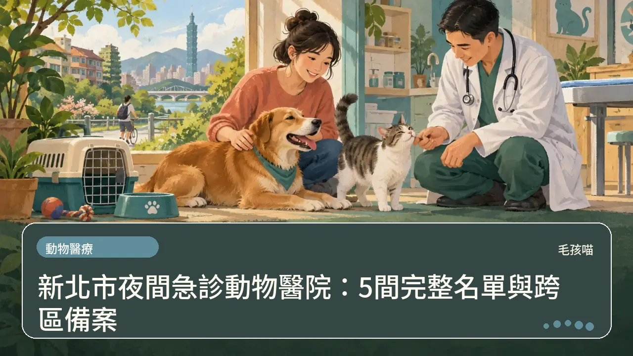 新北市夜間急診動物醫院：5間完整名單與跨區備案主題插畫