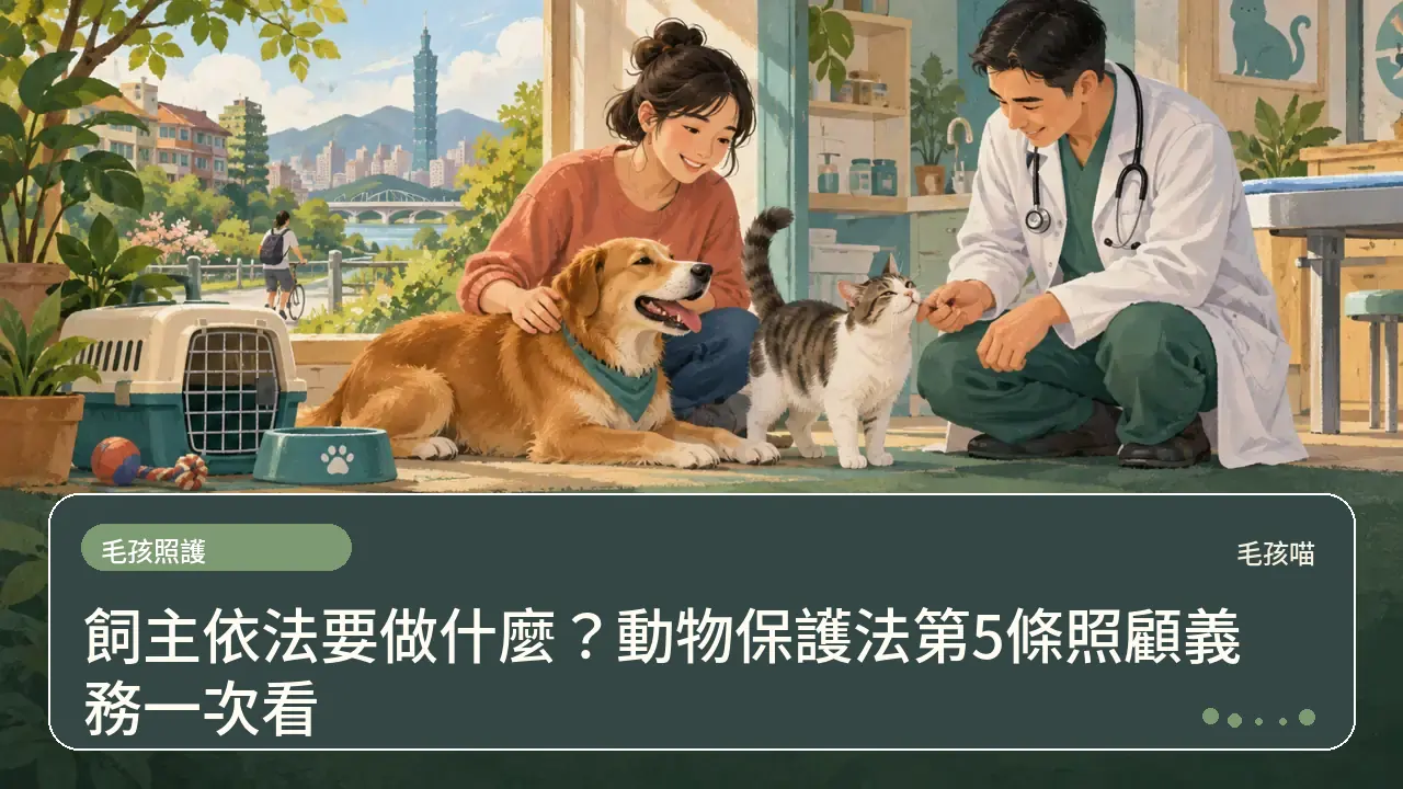 飼主依法要做什麼？動物保護法第5條照顧義務一次看主題插畫