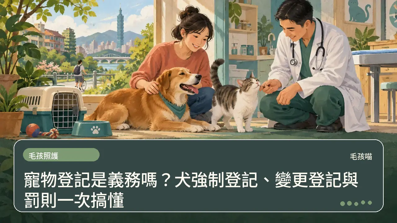 寵物登記是義務嗎？犬強制登記、變更登記與罰則一次搞懂主題插畫