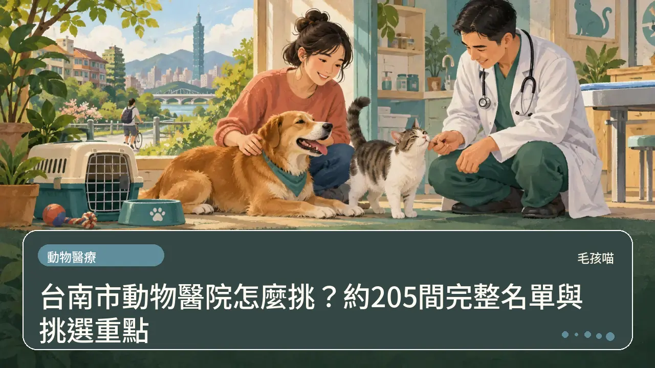 台南市動物醫院怎麼挑?約205間完整名單與挑選重點主題插畫