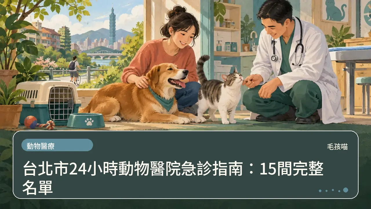 台北市24小時動物醫院急診指南：15間完整名單主題插畫